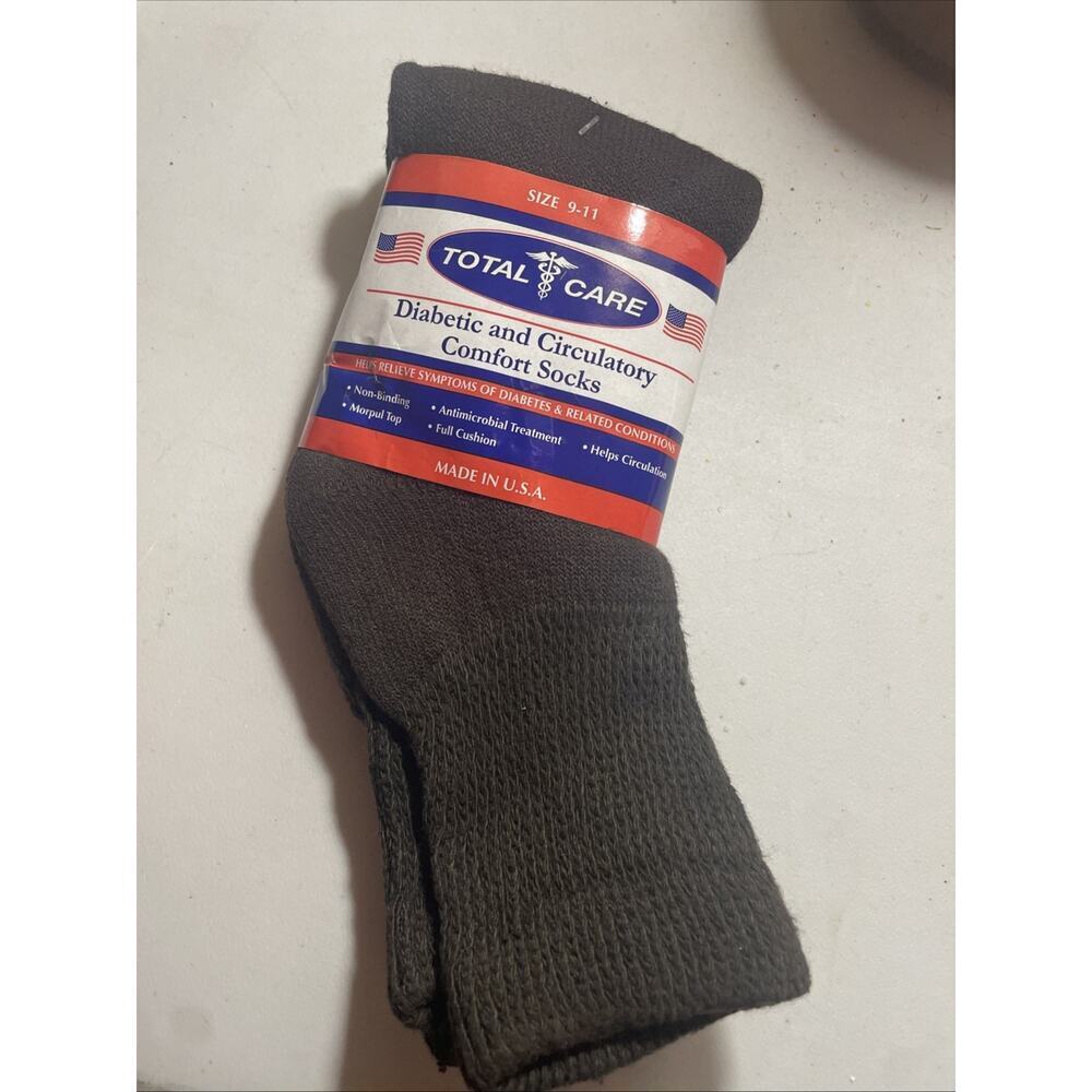 Diabetic Socks Non-Binding Circulatory Cotton Crew Socks Men Women Sz 9-11
